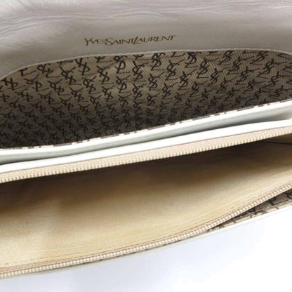 Saint Laurent Yves Clutch Party Quilted Stitch Leather White — view 4