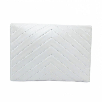 Saint Laurent Yves Clutch Party Quilted Stitch Leather White — view 2