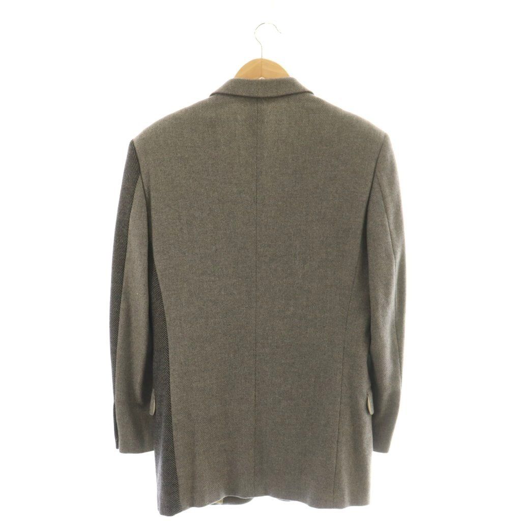 Versace Gianni Tailored Jacket Black Leather Cashmere Blend Gray CX — view 2