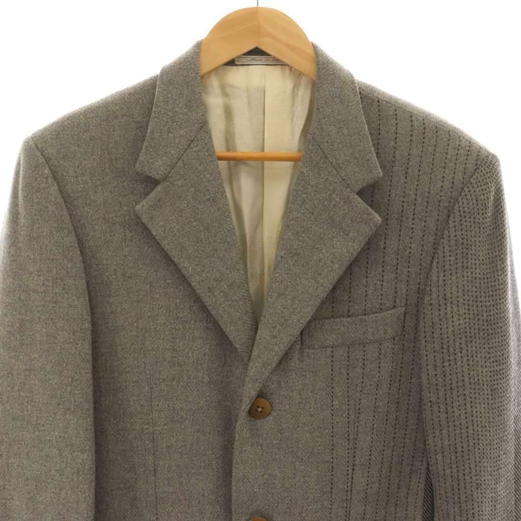 Versace Gianni Tailored Jacket Black Leather Cashmere Blend Gray CX — view 4