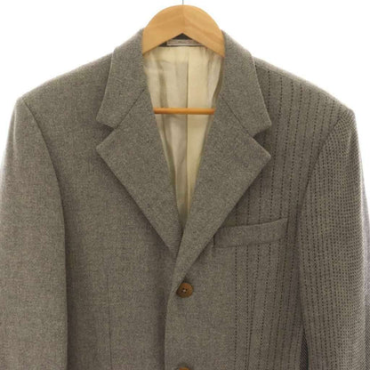 Versace Gianni Tailored Jacket Black Leather Cashmere Blend Gray CX — view 4
