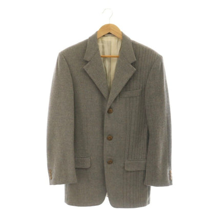 Versace Gianni Tailored Jacket Black Leather Cashmere Blend Gray CX