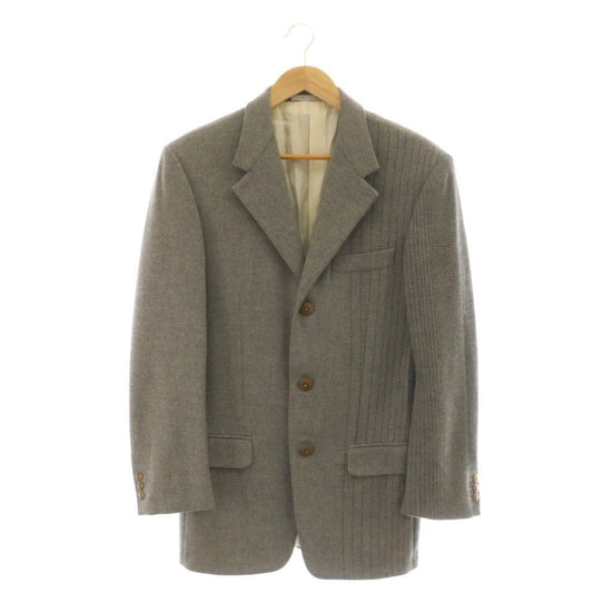 Versace Gianni Tailored Jacket Black Leather Cashmere Blend Gray CX