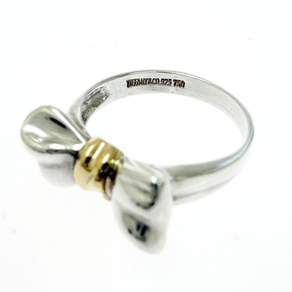 Tiffany & Co Silver Gold Ribbon Ring — view 8