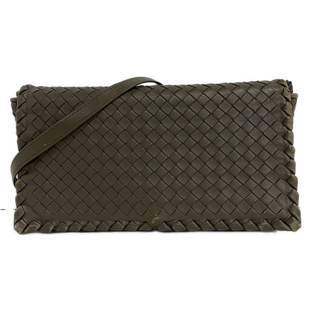 Bottega Veneta Shoulder Bag Intrecciato Dark Gray Detachable Strap Leather