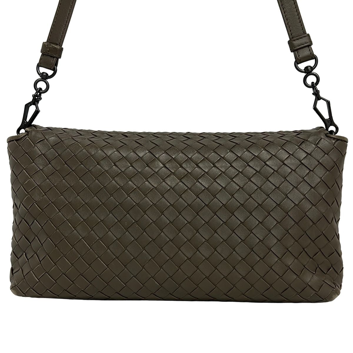 Bottega Veneta Shoulder Bag Intrecciato Dark Gray Detachable Strap Leather — view 3
