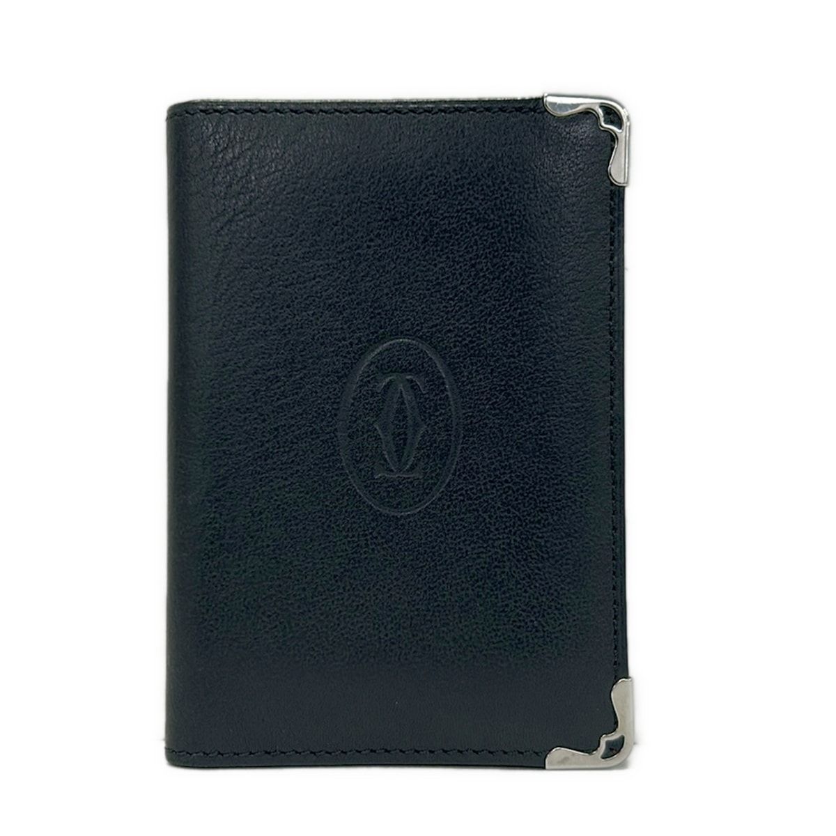 Cartier Business Card Holder Cabochon Black Leather