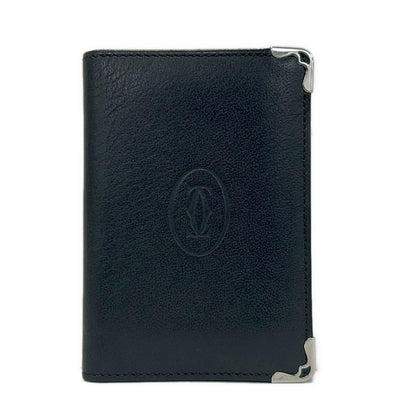 Cartier Business Card Holder Cabochon Black Leather