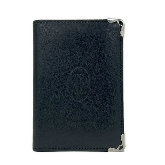 Cartier Business Card Holder Cabochon Black Leather