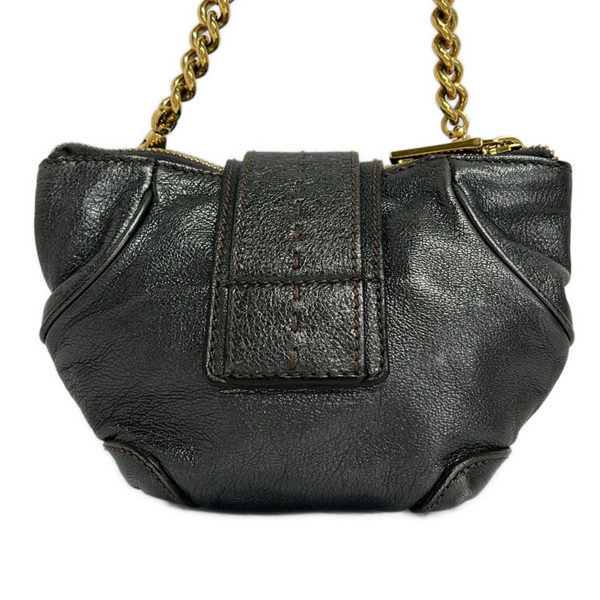 Dolce & Gabbana Shoulder Bag Dark Gray Chain with Removable Strap Leather — view 3