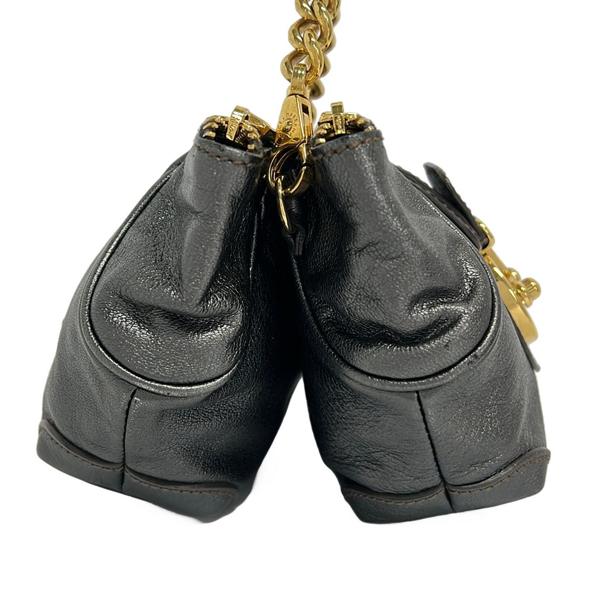 Dolce & Gabbana Shoulder Bag Dark Gray Chain with Removable Strap Leather — view 4