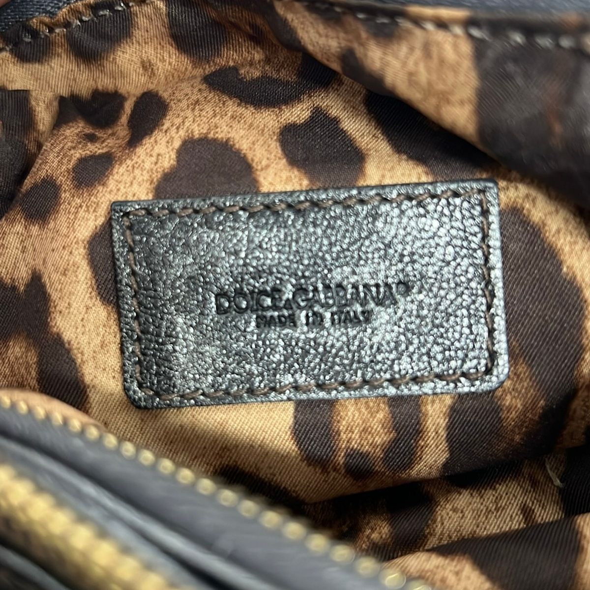 Dolce & Gabbana Shoulder Bag Dark Gray Chain with Removable Strap Leather — view 8
