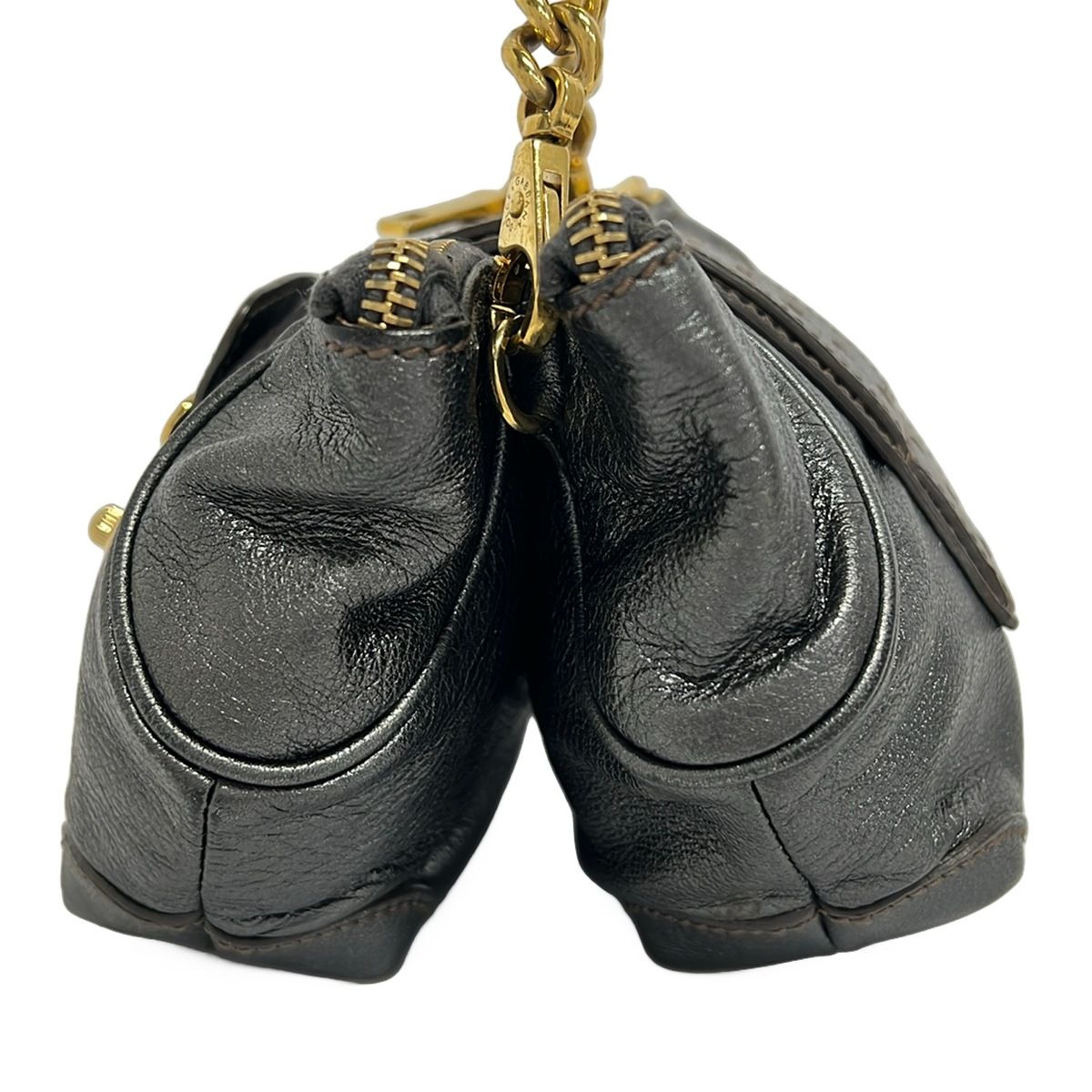 Dolce & Gabbana Shoulder Bag Dark Gray Chain with Removable Strap Leather — view 2