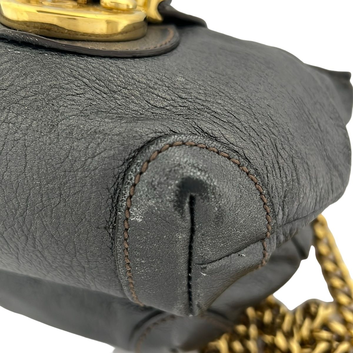 Dolce & Gabbana Shoulder Bag Dark Gray Chain with Removable Strap Leather — view 6