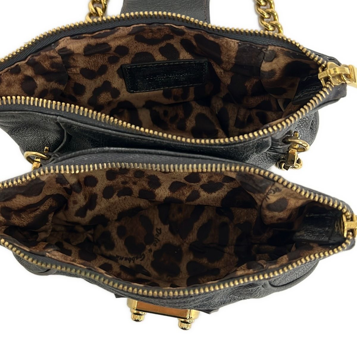 Dolce & Gabbana Shoulder Bag Dark Gray Chain with Removable Strap Leather — view 7