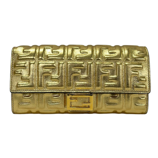 Fendi Wallet Gold Leather