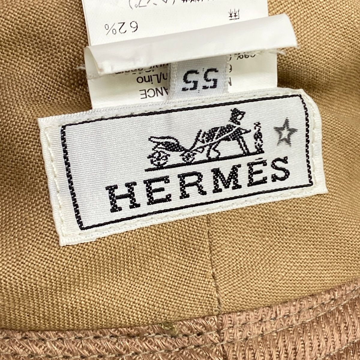 Hermes Hat 55 Light Brown Dark Linen — view 5