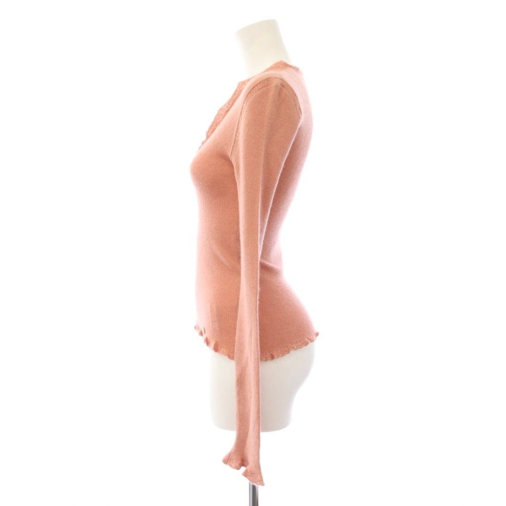Chanel Knit Sweater Long Sleeve CC Logo Cashmere Silk 38 Pink — view 2