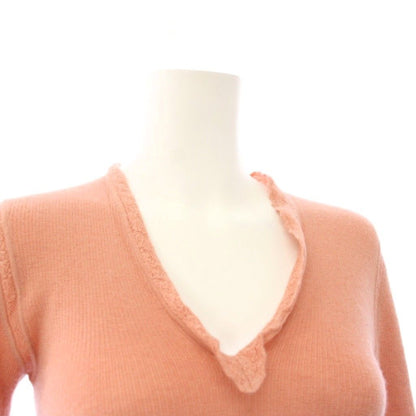 Chanel Knit Sweater Long Sleeve CC Logo Cashmere Silk 38 Pink — view 4