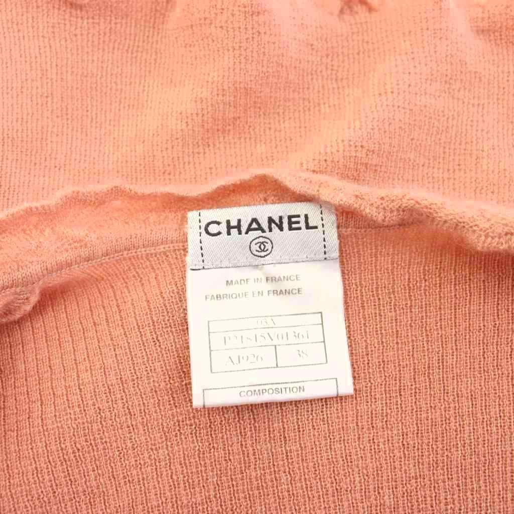 Chanel Knit Sweater Long Sleeve CC Logo Cashmere Silk 38 Pink — view 6