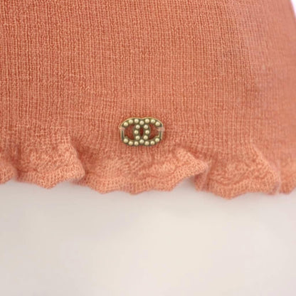 Chanel Knit Sweater Long Sleeve CC Logo Cashmere Silk 38 Pink — view 5