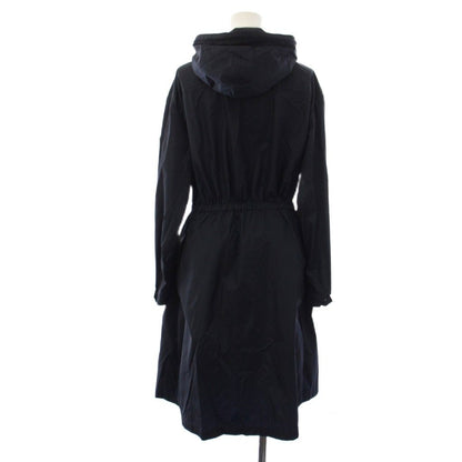 Prada Footed Coat Long Triangle Logo Nylon 38 Navy — view 3