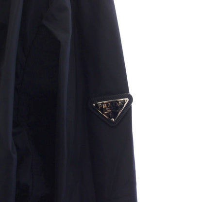 Prada Footed Coat Long Triangle Logo Nylon 38 Navy — view 6