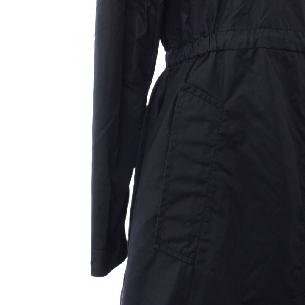 Prada Footed Coat Long Triangle Logo Nylon 38 Navy — view 5