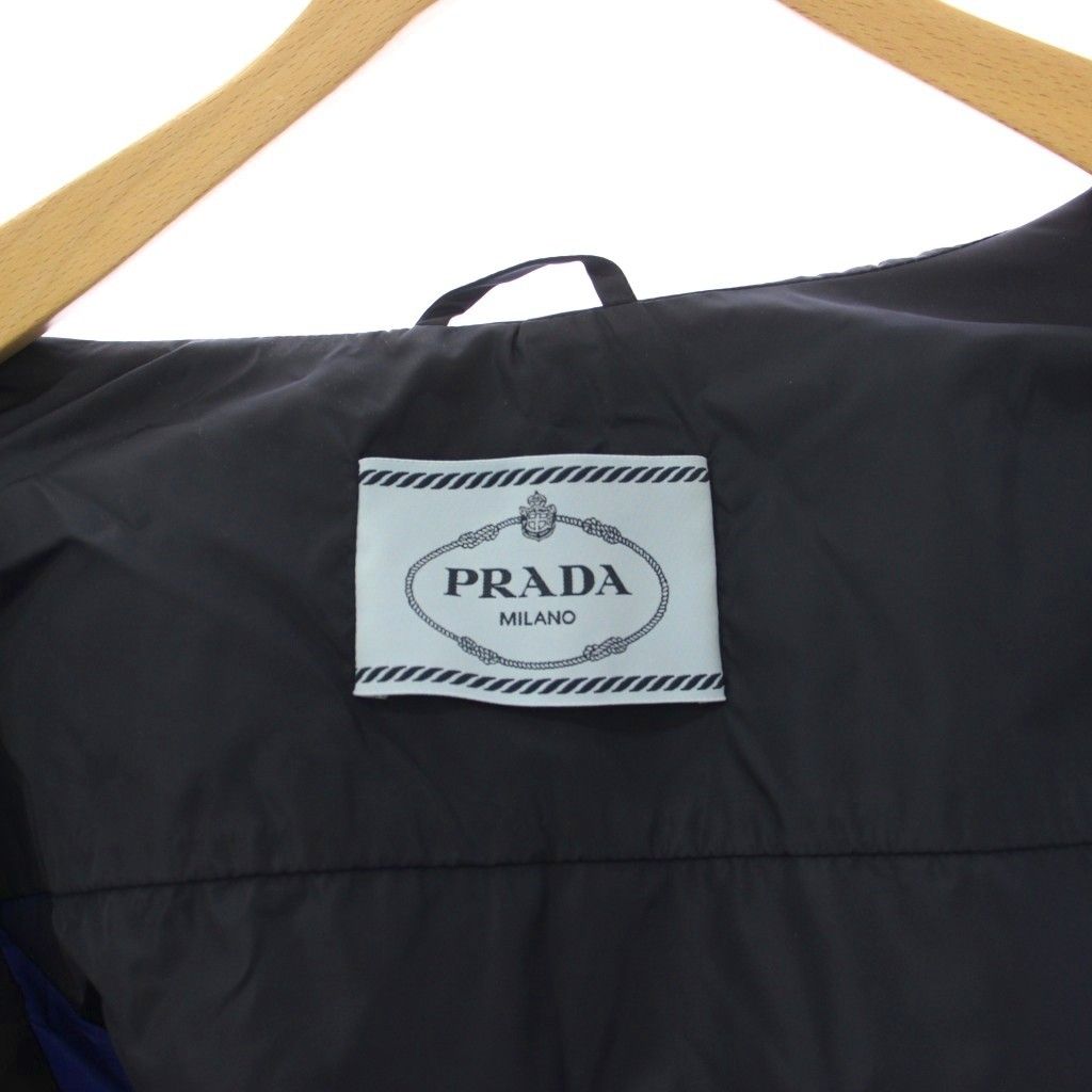 Prada Footed Coat Long Triangle Logo Nylon 38 Navy — view 8