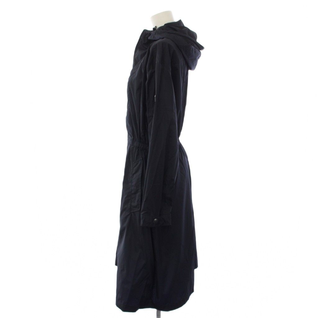 Prada Footed Coat Long Triangle Logo Nylon 38 Navy — view 2
