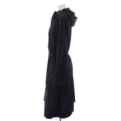 Prada Footed Coat Long Triangle Logo Nylon 38 Navy — view 2