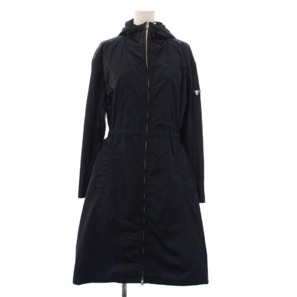 Prada Footed Coat Long Triangle Logo Nylon 38 Navy