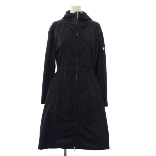 Prada Footed Coat Long Triangle Logo Nylon 38 Navy