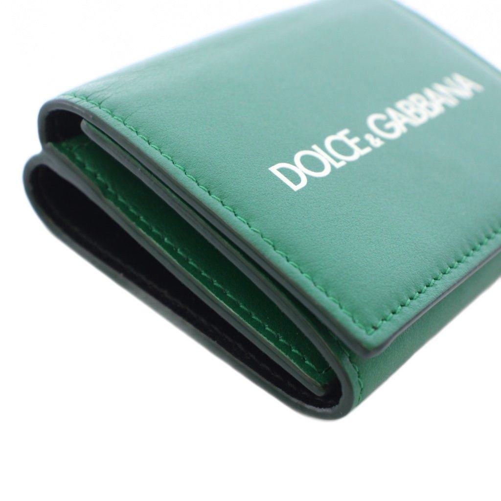 Dolce & Gabbana Pfoglio French Flap Trifold Wallet Logo Leather Green TK — view 7