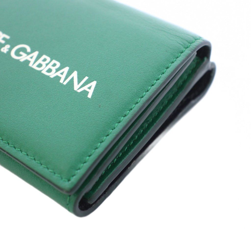 Dolce & Gabbana Pfoglio French Flap Trifold Wallet Logo Leather Green TK — view 6