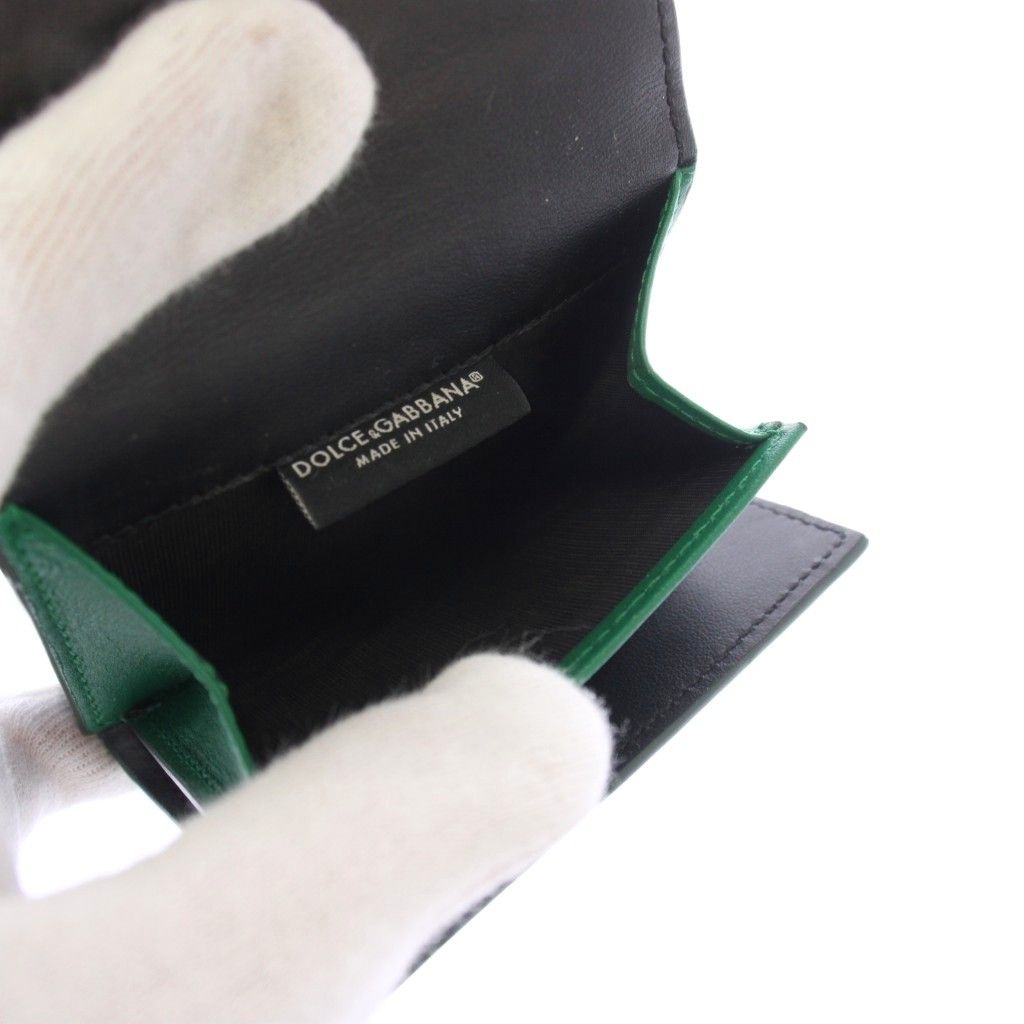 Dolce & Gabbana Pfoglio French Flap Trifold Wallet Logo Leather Green TK — view 5