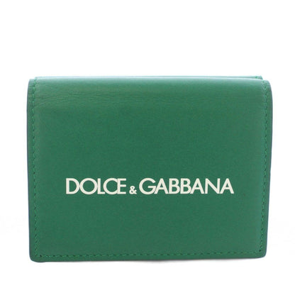 Dolce & Gabbana Pfoglio French Flap Trifold Wallet Logo Leather Green TK