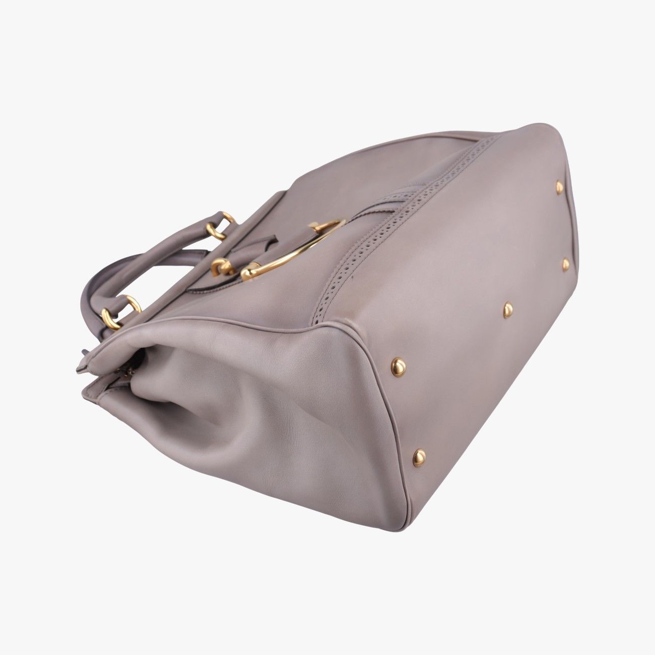 Gucci Horsebit Gray Leather Handbag — view 5