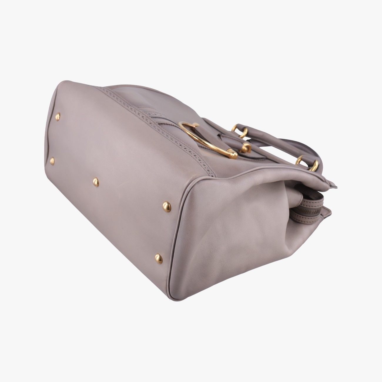 Gucci Horsebit Gray Leather Handbag — view 4