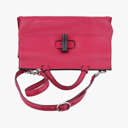 Gucci Bamboo Daily Rose Red Leather Messenger — view 8