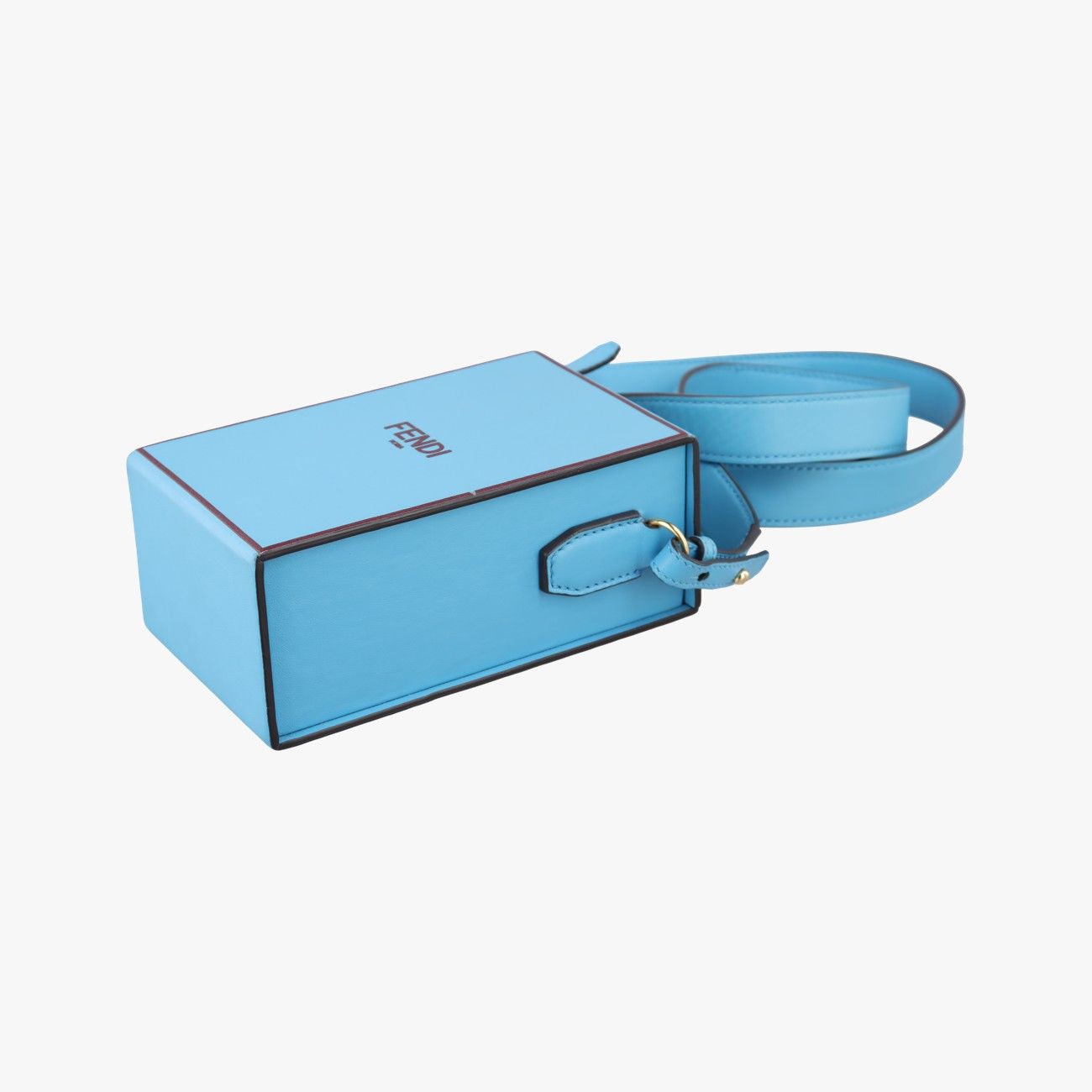 Fendi Box Packaging Blue Leather Messenger — view 4