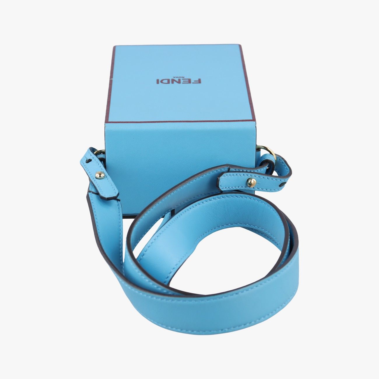 Fendi Box Packaging Blue Leather Messenger — view 8