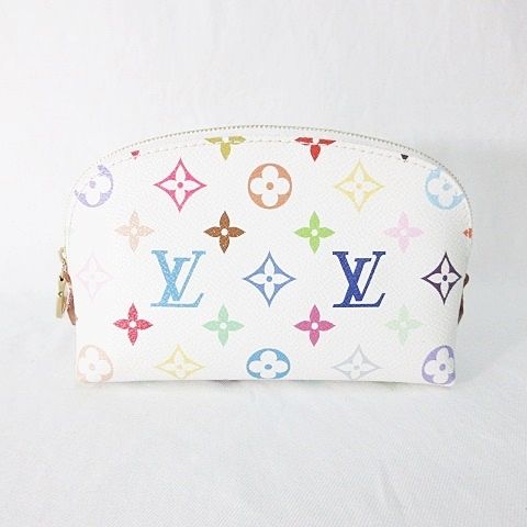 Louis Vuitton Takashi Murakami Monogram Pouch Cosmetic Multicolor White