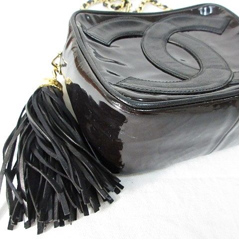 Chanel Shoulder Bag Chain Tassel CC Logo CC Enamel Black — view 6