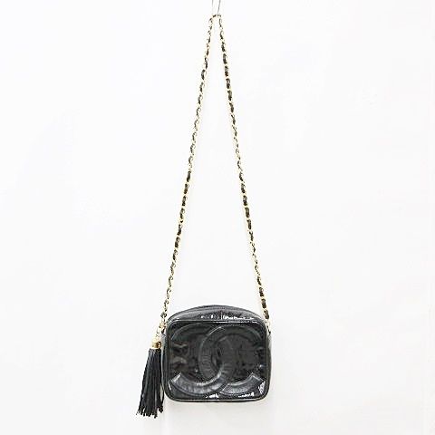 Chanel Shoulder Bag Chain Tassel CC Logo CC Enamel Black — view 4
