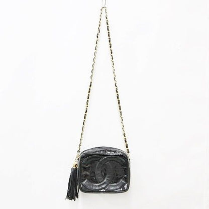 Chanel Shoulder Bag Chain Tassel CC Logo CC Enamel Black — view 4