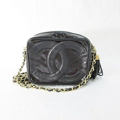 Chanel Shoulder Bag Chain Tassel CC Logo CC Enamel Black — view 2