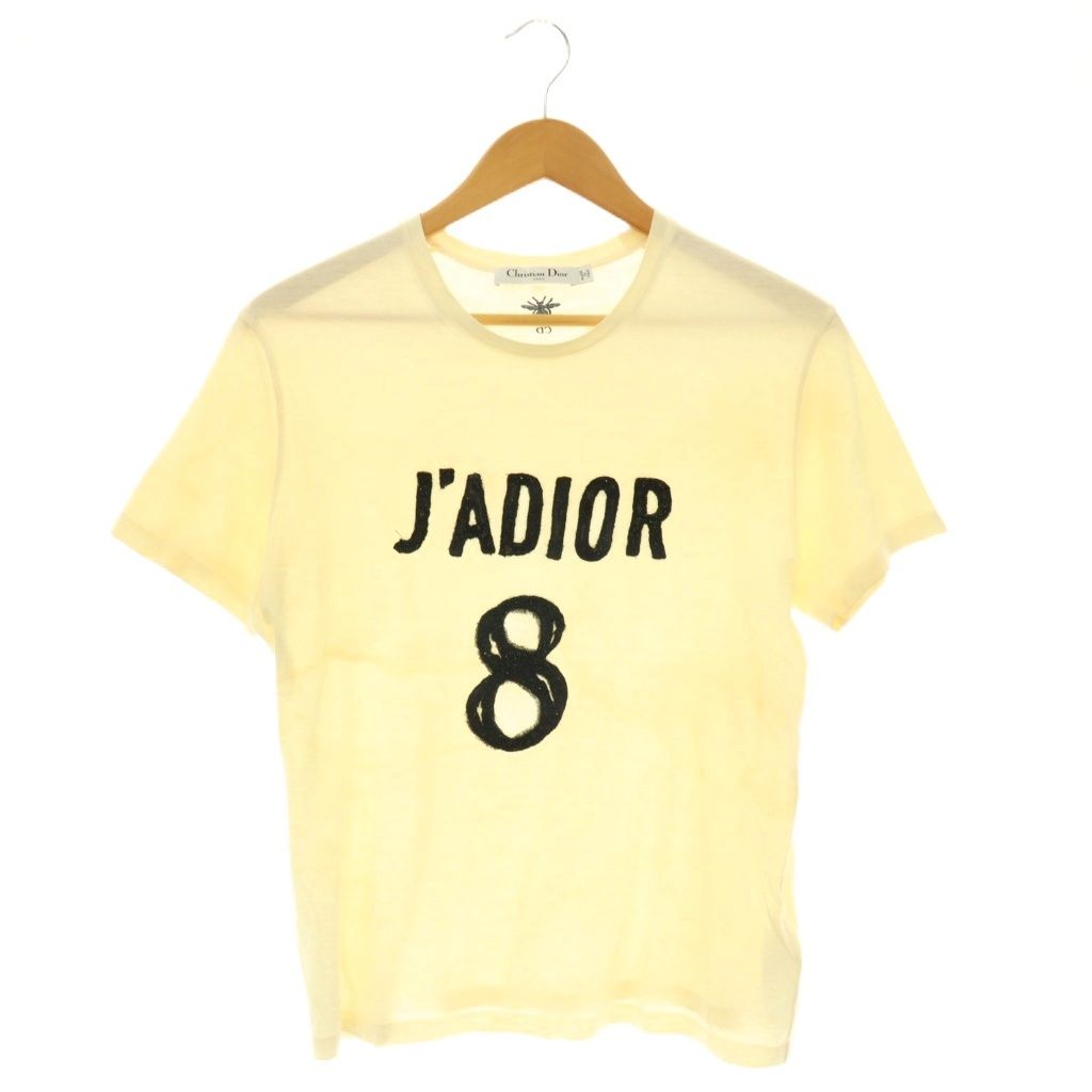 Dior J'adior 8 T-Shirt Sequin Embroidery Top Short Sleeve Linen Blend M Ivory