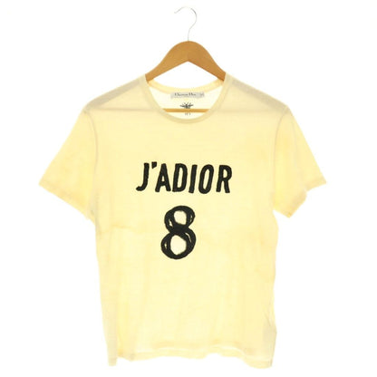 Dior J'adior 8 T-Shirt Sequin Embroidery Top Short Sleeve Linen Blend M Ivory