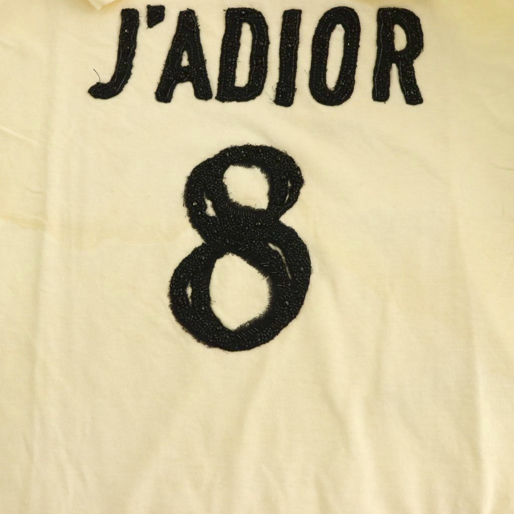 Dior J'adior 8 T-Shirt Sequin Embroidery Top Short Sleeve Linen Blend M Ivory — view 7
